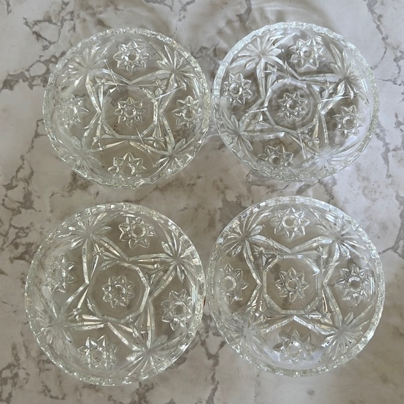 Vintage Glass Coasters - Set 4 Crystal Clear - Depression Glass Star - Picture 3 of 15